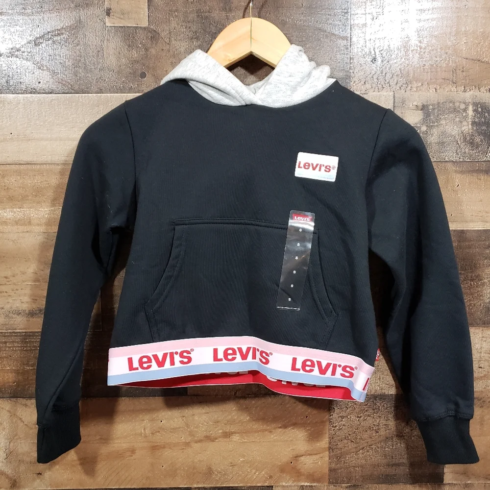 Levi's logo waistband slightly‎ cropped hoodie sweatshirt girls size 8-10 years